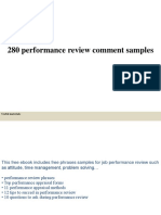 280 Performance Review Comment Samples: Useful Materials