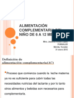 Alimentación Complementaria Del Niño de 6 A 12 Meses.