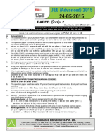 Jee Advanced 2015 Paper 2 - Resonance PDF