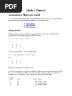 Matlab Tutorial: Introduction To Matrices in Matlab