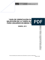 Guía de Orientación para La Selección de La Tarifa Eléctrica para Usuarios en Media Tensión