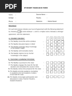 Student Feedb Ack Form: Directions