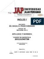 Ingles I: Mg. Magali G. Prado Coronado