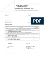 Sardar Patel University Vallabh Vidyanagar: Checklist of Documents For Submission of Thesis