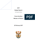 Finance Minister Pravin Gordhan's 2017 Budget Speech