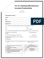 Questionnaire On Training Effectiveness Revised 03 June 11