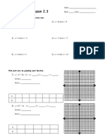 Worksheet #2 Lesson 2.3: Use The Zeros To Write Each Function Rule