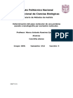 Determinación Del Peso Molecular de Una Proteína Usando Cromatografía Por Exclusión Molecular.