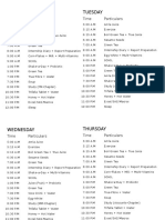 Monday Tuesday: Time Particulars Time Particulars