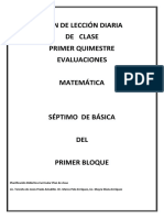 Evaluaciones Plan de Lección Diaria Clase 7mo Matemáticas