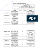 Health and Safety Risk Assessment: Activity Hazard Risk Rating (0 Low, 5 High) Solution