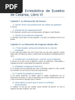 Cuestionario de Historia Eclesiastica Libro Vi Capitulos Del 1 Al 12