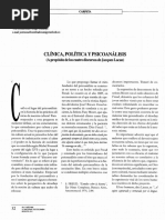 Carmona, Jaime (X) - Clínica, Política y Psicoanálisis - A Propósito de Los Cuatro Discursos de Jacques Lacan. Rev. Colombiana de Psicología