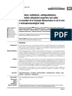 Antioxidant, Antidiabetic, Antihyperlipidemic, Reproduction Stimulatory Properties and Safety of Essential Oil of Satureja Khuzestanica in Rat in Vivo: A Toxicopharmacological Study