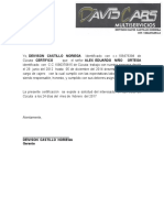 Carta Laboral Cajero