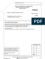 Biology: Cambridge International Examinations General Certificate of Education Advanced Level