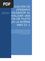 Calificación de Soldadura en Una Junta en Filete Bajo La Norma Aws d1 2