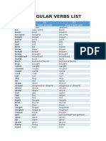 Irregular Verbs List: V1 Base Form V2 Past Simple V3 Past Participle