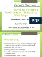 Increasing Productivity On Difficult To Weld Alloys Distribute Version