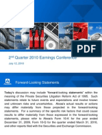 2 Quarter 2010 Earnings Conference: July 12, 2010