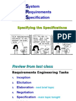 Ystem Equirements Pecification: Specifying The Specifications