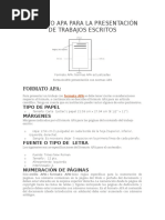 Formato Apa para La Presentación de Trabajos Escritos