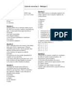 Biologia - Pré-Vestibular Vetor - Bio2 Exercícios 01