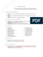 Parasitology-Definition of Terms