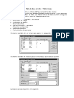 Tabla de Base de Datos y Tablas Libres