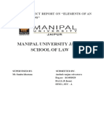 Manipal University Jaipur School of Law: A Project Report On "Elements of An Excel Window"