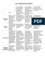 Literary Criticism Essay Rubric