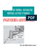 Empujes de Tierra - Estado de Reposo Activo y Pasivo - Wilfredo Gutierrez PDF