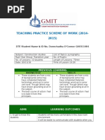 Teaching Practice Scheme of Work (2014-2015) : Previous Learning