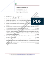 10 Mathematics Quadratic Equations Test 02 PDF