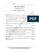 Cbse Test Paper-04: MATHEMATICS (Class-10) Chapter 4: Quadratic Equations