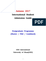 (Autumn 2017) UOU International Student Admission Guide - Postgraduate