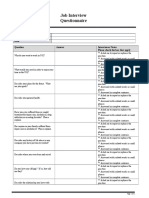 Job Interview Questionnaire