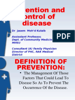 Prevention - Control of Disease