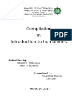 Compilation in Introduction To Humanities: Republic of The Philippines Romblon State University