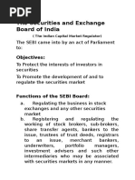 The Securities and Exchange Board of India: Objectives