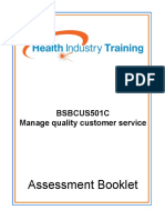 BSBCUS501C Manage Quality Customer Service