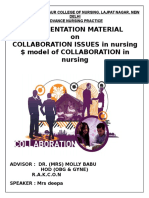 A Presentation Material On Collaboration Issues in Nursing $ Model of COLLABORATION in Nursing