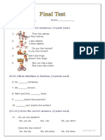 Name Score: Grammar Space Kids B1 Final Test