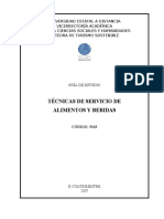 GE5163 Técnicas de Servicio de Alimentos y Bebidas - 2007 - Turismo PDF