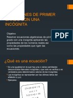 Ecuaciones de Primer Grado Con Una Incógnita