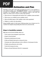 Project Estimation and Plan: Steps in Feasibility Analysis