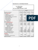 Basic Instructions For A Cash Budget Statement