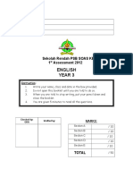 English Exam Paper Paper Doc YEAR 3 TEST