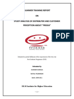 Summer Training Report ON Study Analysis of Distributer and Customer Perception About "Frissia"