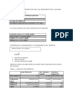 Calculo Del Requerimiento de Agua y El Rendimiento de La Lechada